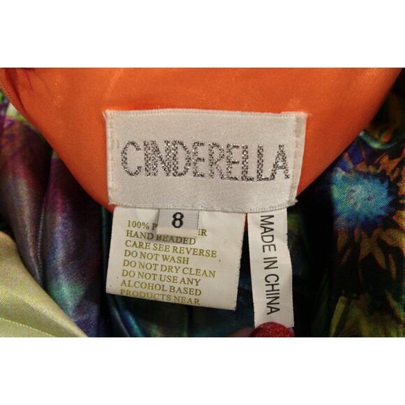 Beaded phsychedelic Full Sweep Gown sz 8 Tall Cinderella Mardi Gras Formal Prom - Picture 12 of 15